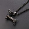 U7 Animals Necklace for Women Stainless Steel Pig/Dog/Elephant Pendant Necklace Lucky Jewelry(Dog-Black)