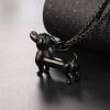 U7 Animals Necklace for Women Stainless Steel Pig/Dog/Elephant Pendant Necklace Lucky Jewelry(Dog-Black)