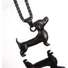 U7 Animals Necklace for Women Stainless Steel Pig/Dog/Elephant Pendant Necklace Lucky Jewelry(Dog-Black)