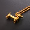 U7 Animals Necklace for Women Stainless Steel Pig/Dog/Elephant Pendant Necklace Lucky Jewelry(Dog-Gold)