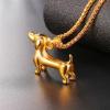 U7 Animals Necklace for Women Stainless Steel Pig/Dog/Elephant Pendant Necklace Lucky Jewelry(Dog-Gold)
