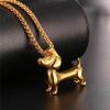 U7 Animals Necklace for Women Stainless Steel Pig/Dog/Elephant Pendant Necklace Lucky Jewelry(Dog-Gold)