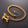 U7 Animals Necklace for Women Stainless Steel Pig/Dog/Elephant Pendant Necklace Lucky Jewelry(Dog-Gold)