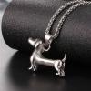 U7 Animals Necklace for Women Stainless Steel Pig/Dog/Elephant Pendant Necklace Lucky Jewelry(Dog-Steel)