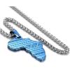 U7 Animals Necklace for Women Stainless Steel Pig/Dog/Elephant Pendant Necklace Lucky Jewelry(Ethnic Pattern Map-Blue)
