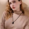 U7 Animals Necklace for Women Stainless Steel Pig/Dog/Elephant Pendant Necklace Lucky Jewelry(Pig-Black)