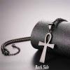 U7 Ankh Necklace for Men Women Stainless Steel Black Color Egyptian Jewelry Ankh Cross Pendant, Africa Necklaces with Chain 22″(Ankh Cross-Black)