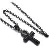 U7 Ankh Necklace for Men Women Stainless Steel Black Color Egyptian Jewelry Ankh Cross Pendant, Africa Necklaces with Chain 22″(Ankh Cross-Black)