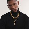 U7 Ankh Necklace for Men Women Stainless Steel Black Color Egyptian Jewelry Ankh Cross Pendant, Africa Necklaces with Chain 22″(Ankh Cross-Gold)