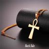 U7 Ankh Necklace for Men Women Stainless Steel Black Color Egyptian Jewelry Ankh Cross Pendant, Africa Necklaces with Chain 22″(Ankh Cross-Rose Gold)