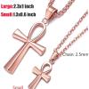 U7 Ankh Necklace for Men Women Stainless Steel Black Color Egyptian Jewelry Ankh Cross Pendant, Africa Necklaces with Chain 22″(Ankh Cross-Rose Gold)