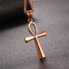 U7 Ankh Necklace for Men Women Stainless Steel Black Color Egyptian Jewelry Ankh Cross Pendant, Africa Necklaces with Chain 22″(Ankh Cross-Rose Gold)