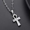 U7 Ankh Necklace for Men Women Stainless Steel Black Color Egyptian Jewelry Ankh Cross Pendant, Africa Necklaces with Chain 22″(Ankh Cross-Stainless Steel)