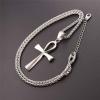 U7 Ankh Necklace for Men Women Stainless Steel Black Color Egyptian Jewelry Ankh Cross Pendant, Africa Necklaces with Chain 22″(Ankh Cross-Stainless Steel)