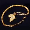 U7 Ankh Necklace for Men Women Stainless Steel Black Color Egyptian Jewelry Ankh Cross Pendant, Africa Necklaces with Chain 22″(CZ Map Necklace+Earrings-Gold)