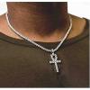 U7 Ankh Necklace for Men Women Stainless Steel Black Color Egyptian Jewelry Ankh Cross Pendant, Africa Necklaces with Chain 22″(Crystal Ankh-Gold)