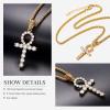 U7 Ankh Necklace for Men Women Stainless Steel Black Color Egyptian Jewelry Ankh Cross Pendant, Africa Necklaces with Chain 22″(Crystal Ankh-Gold)