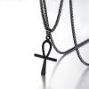U7 Ankh Necklace for Men Women Stainless Steel Black Color Egyptian Jewelry Ankh Cross Pendant, Africa Necklaces with Chain 22″(Flat Ankh-Black)