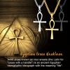 U7 Ankh Necklace for Men Women Stainless Steel Black Color Egyptian Jewelry Ankh Cross Pendant, Africa Necklaces with Chain 22″(Flat Ankh-Gold)