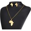 U7 Ankh Necklace for Men Women Stainless Steel Black Color Egyptian Jewelry Ankh Cross Pendant, Africa Necklaces with Chain 22″(Map Necklacec+Earrings-Gold)