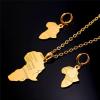 U7 Ankh Necklace for Men Women Stainless Steel Black Color Egyptian Jewelry Ankh Cross Pendant, Africa Necklaces with Chain 22″(Map Necklacec+Earrings-Gold)