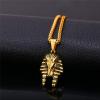 U7 Ankh Necklace for Men Women Stainless Steel Black Color Egyptian Jewelry Ankh Cross Pendant, Africa Necklaces with Chain 22″(Pharaoh-Gold)