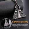 U7 Ankh Necklace for Men Women Stainless Steel Black Color Egyptian Jewelry Ankh Cross Pendant, Africa Necklaces with Chain 22″(Pyramid Ankh-Black)