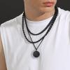 U7 Bitcoin Chain for Men, Stainless Steel 18K Gold Plated Cryptocurrency Pendant BTC/Dollar Sign Coin Medal Necklace(Bitcoin-Black)