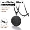U7 Bitcoin Chain for Men, Stainless Steel 18K Gold Plated Cryptocurrency Pendant BTC/Dollar Sign Coin Medal Necklace(Bitcoin-Black)