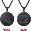 U7 Bitcoin Chain for Men, Stainless Steel 18K Gold Plated Cryptocurrency Pendant BTC/Dollar Sign Coin Medal Necklace(Bitcoin-Black)