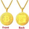U7 Bitcoin Chain for Men, Stainless Steel 18K Gold Plated Cryptocurrency Pendant BTC/Dollar Sign Coin Medal Necklace(Bitcoin-Gold)