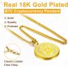 U7 Bitcoin Chain for Men, Stainless Steel 18K Gold Plated Cryptocurrency Pendant BTC/Dollar Sign Coin Medal Necklace(Bitcoin-Gold)