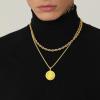 U7 Bitcoin Chain for Men, Stainless Steel 18K Gold Plated Cryptocurrency Pendant BTC/Dollar Sign Coin Medal Necklace(Bitcoin-Gold)