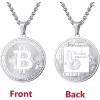 U7 Bitcoin Chain for Men, Stainless Steel 18K Gold Plated Cryptocurrency Pendant BTC/Dollar Sign Coin Medal Necklace(Bitcoin-Steel)