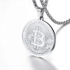 U7 Bitcoin Chain for Men, Stainless Steel 18K Gold Plated Cryptocurrency Pendant BTC/Dollar Sign Coin Medal Necklace(Bitcoin-Steel)