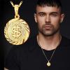U7 Bitcoin Chain for Men, Stainless Steel 18K Gold Plated Cryptocurrency Pendant BTC/Dollar Sign Coin Medal Necklace(Dollar Sign-Gold)