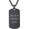 U7 Custom Photo Necklace for Men Women, Stainless Steel Black Gold Color Dog Tag – Personalized Text Engraved Memory Heart/Round Square Shaped Picture Pendant Necklaces Lover Gift Mothers Fathers Day(14.Dog Tag(black)-custom text)