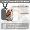 U7 Custom Photo Necklace for Men Women, Stainless Steel Black Gold Color Dog Tag – Personalized Text Engraved Memory Heart/Round Square Shaped Picture Pendant Necklaces Lover Gift Mothers Fathers Day(07.Octagon Tag(black))