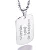 U7 Custom Photo Necklace for Men Women, Stainless Steel Black Gold Color Dog Tag – Personalized Text Engraved Memory Heart/Round Square Shaped Picture Pendant Necklaces Lover Gift Mothers Fathers Day(14.Dog Tag(stainless)-custom text)