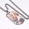U7 Custom Photo Necklace for Men Women, Stainless Steel Black Gold Color Dog Tag – Personalized Text Engraved Memory Heart/Round Square Shaped Picture Pendant Necklaces Lover Gift Mothers Fathers Day(01.Dog Tag(stainless))