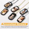 U7 Custom Photo Necklace for Men Women, Stainless Steel Black Gold Color Dog Tag – Personalized Text Engraved Memory Heart/Round Square Shaped Picture Pendant Necklaces Lover Gift Mothers Fathers Day(06.2pcs Dog Tag(black))