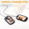 U7 Custom Photo Necklace for Men Women, Stainless Steel Black Gold Color Dog Tag – Personalized Text Engraved Memory Heart/Round Square Shaped Picture Pendant Necklaces Lover Gift Mothers Fathers Day(06.2pcs Dog Tag(black))