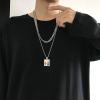 U7 Custom Photo Necklace for Men Women, Stainless Steel Black Gold Color Dog Tag – Personalized Text Engraved Memory Heart/Round Square Shaped Picture Pendant Necklaces Lover Gift Mothers Fathers Day(12.CZ Square(gold))