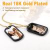 U7 Custom Photo Necklace for Men Women, Stainless Steel Black Gold Color Dog Tag – Personalized Text Engraved Memory Heart/Round Square Shaped Picture Pendant Necklaces Lover Gift Mothers Fathers Day(06.2pcs Dog Tag(gold))