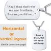 U7 Custom Photo Necklace for Men Women, Stainless Steel Black Gold Color Dog Tag – Personalized Text Engraved Memory Heart/Round Square Shaped Picture Pendant Necklaces Lover Gift Mothers Fathers Day(14.Dog Tag(stainless)-custom text)