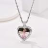 U7 Custom Photo Necklace for Men Women, Stainless Steel Black Gold Color Dog Tag – Personalized Text Engraved Memory Heart/Round Square Shaped Picture Pendant Necklaces Lover Gift Mothers Fathers Day(11.CZ Heart(stainless))