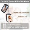 U7 Custom Photo Necklace for Men Women, Stainless Steel Black Gold Color Dog Tag – Personalized Text Engraved Memory Heart/Round Square Shaped Picture Pendant Necklaces Lover Gift Mothers Fathers Day(06.2pcs Dog Tag(black))