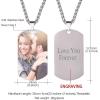 U7 Custom Photo Necklace for Men Women, Stainless Steel Black Gold Color Dog Tag – Personalized Text Engraved Memory Heart/Round Square Shaped Picture Pendant Necklaces Lover Gift Mothers Fathers Day(01.Dog Tag(stainless))