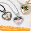 U7 Custom Photo Necklace for Men Women, Stainless Steel Black Gold Color Dog Tag – Personalized Text Engraved Memory Heart/Round Square Shaped Picture Pendant Necklaces Lover Gift Mothers Fathers Day(11.CZ Heart(gold))