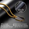U7 Custom Photo Necklace for Men Women, Stainless Steel Black Gold Color Dog Tag – Personalized Text Engraved Memory Heart/Round Square Shaped Picture Pendant Necklaces Lover Gift Mothers Fathers Day(15.Mirrored(gold)-custom text)